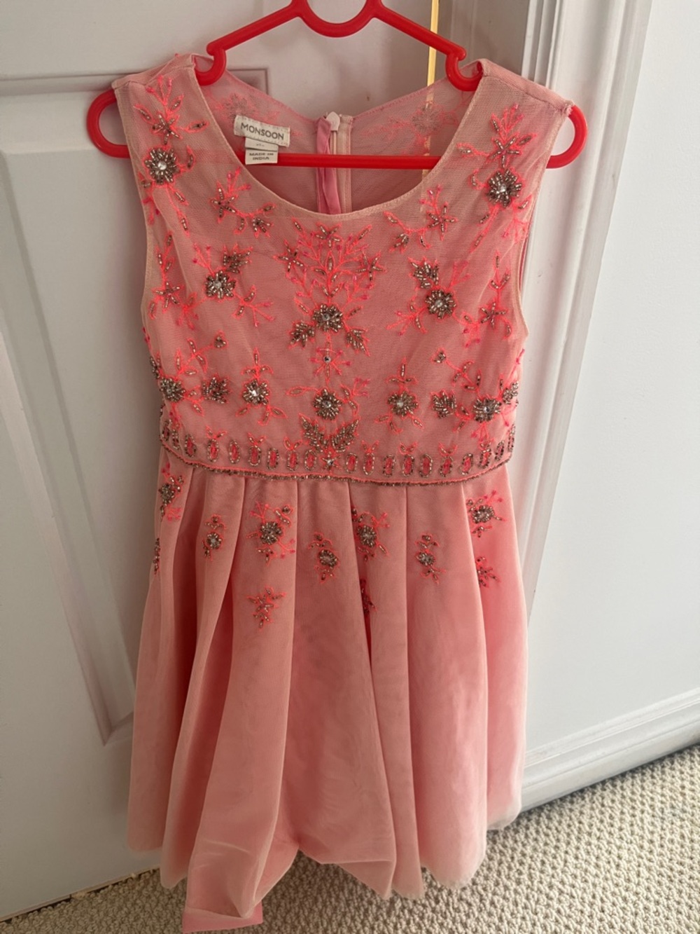 Monsoon Pink Embroidered Party Dress for Girls